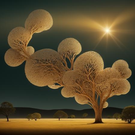 ((Captivating)), ((Immersive)), ((Stunning)), ((Phenomenal)), ((Magnificent)), ((Exquisite)), landscape, Countryside, Outback, Farmland, fractal, Complex geometry, Fractal art, Mathematical art, ethereal lighting, Magical lighting, Dreamlike light, Otherworldly illumination, Precise focusing, High-performance lens, Fast and silent autofocus