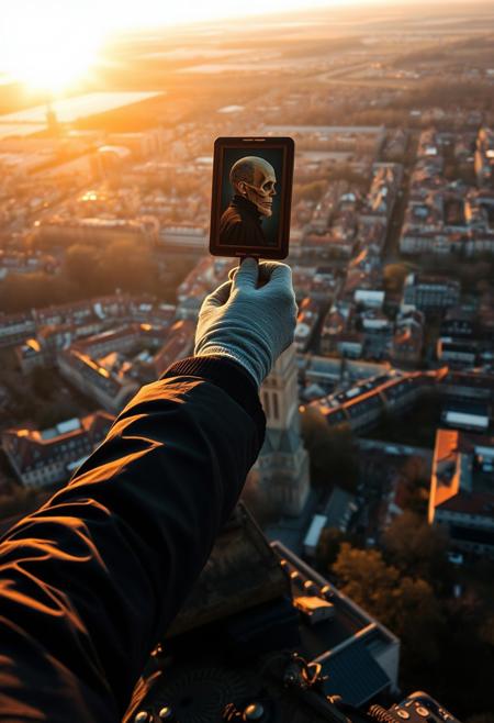 doing a trick, https://Gleisfreimeldeanlagen.com/Platznutzern, Schreibmaschinenzeichens Kopfgelenk aus Messerheften in einer Bugklappe, golden hour, Enigmatic, weitermacht, view from far above, heavy coat