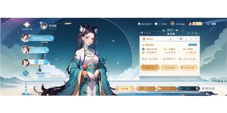 Game interface,return,tabs,buttons,1Girl,black hair,long hair,orchids,Chinese clothing,dress,long sleeves,solo,upper body,auspicious clouds,
high-definition,exquisite,
<lora:huanqing_å½é£è§è²çé¢:1>,