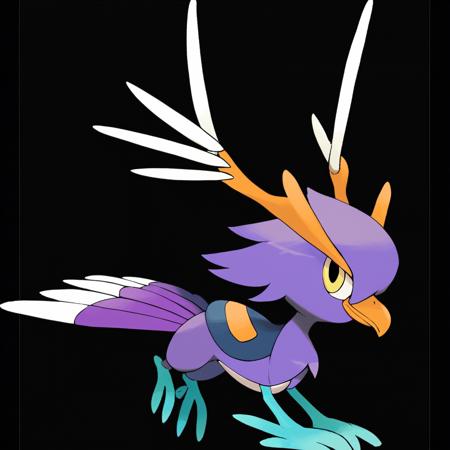 <lora:pokemon_pony_xl:0.6>, Type: Water, Type: Fighting Egg Group: Ditto The creature's yelps are accompanied by a Black echo that can alter the mood of those who hear it,Its tongue is forked, allowing it to sense chemicals in the air and track its prey,The creature's feathers are tipped with a Purple dust that trails behind it in flight creating mesmerizing patterns,A tail that sways like a pendulum, keeping the rhythm of time and the balance of the world,It has a Purple tuft at the end of its tail that it uses to spread its scent and mark its territory.,The creature's gaze holds the depth of the universe, a window to the mysteries beyond the known,The creature's footfalls cause the earth to hum with a Silver melody harmonizing with the natural world,The creature's belly is segmented, allowing it to expand after a large meal or contract during periods of scarcity,Its beak is curved and Cyan, specialized for extracting its favorite food from hard-to-reach places,Its antlers are a forest in miniature, hosting a myriad of life and whispering the secrets of the earth, score_9, score_8_up, score_7_up, score_6_up, score_5_up, score_4_up.  Simple black background, (Masterpiece:1.3) (best quality:1.2) (high quality:1.1)