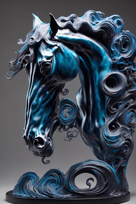 <lora:Surreal Harmony:1>Surreal Harmony - a sculpture of a horse with its mane made up of swirling galaxies.