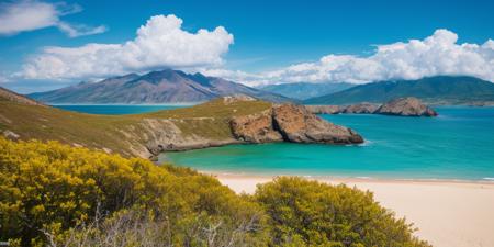 clouds,beach,mountain, 8k high quality, detailed, colorful analog photo, masterpiece, photorealistic, vibrant color film, masterclass, heavy (film grain), Fujicolor 400, Nikon F401, from above,(rating_explicit), (score_9, score_8_up, score_7_up, score_6_up, score_5_up, score_4_up, high res, 4k)