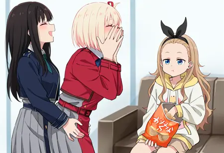 Potechi Aneki Meme - Eating potato chip while watching couple having fun