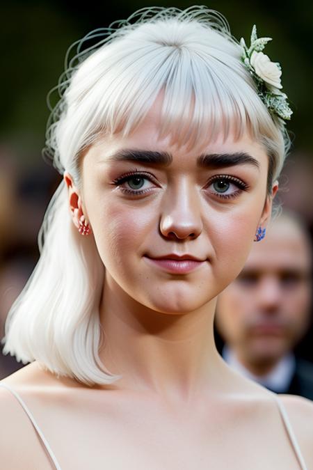 photo of maisiewilliams, wearing a beautiful wedding dress, ultra_realistic, _cinematic_lighting, _ultra_detailed, _detailed_gorgeous_face, _beautiful_young_asian_girl, _olive_skin, _medium_length_white_hair, closeup portrait