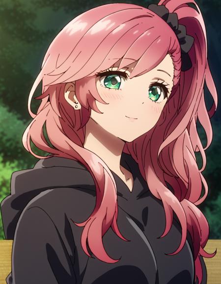 Anna, long hair, pink hair, side ponytail, hoodie, green eyes, no pants,  Danzai, long hair, hat, green hair, skull and crossbones, brown eyes,   Desumi_Shinigami, blonde hair, green eyes, short hair, dress,   Majuu, long hair, brown eyes, green hair, red hair, multicolored hair, flat chest, loincloth,  Pink_Gelato, brown hair, bodysuit, helmet, pink eyes, short hair, pink miniskirt,   Yellow_Gelato, bodysuit, helmet, yellow eyes, red hair, short hair, yellow miniskirt,   Urami, long hair, blonde hair, blue eyes, school uniform, 