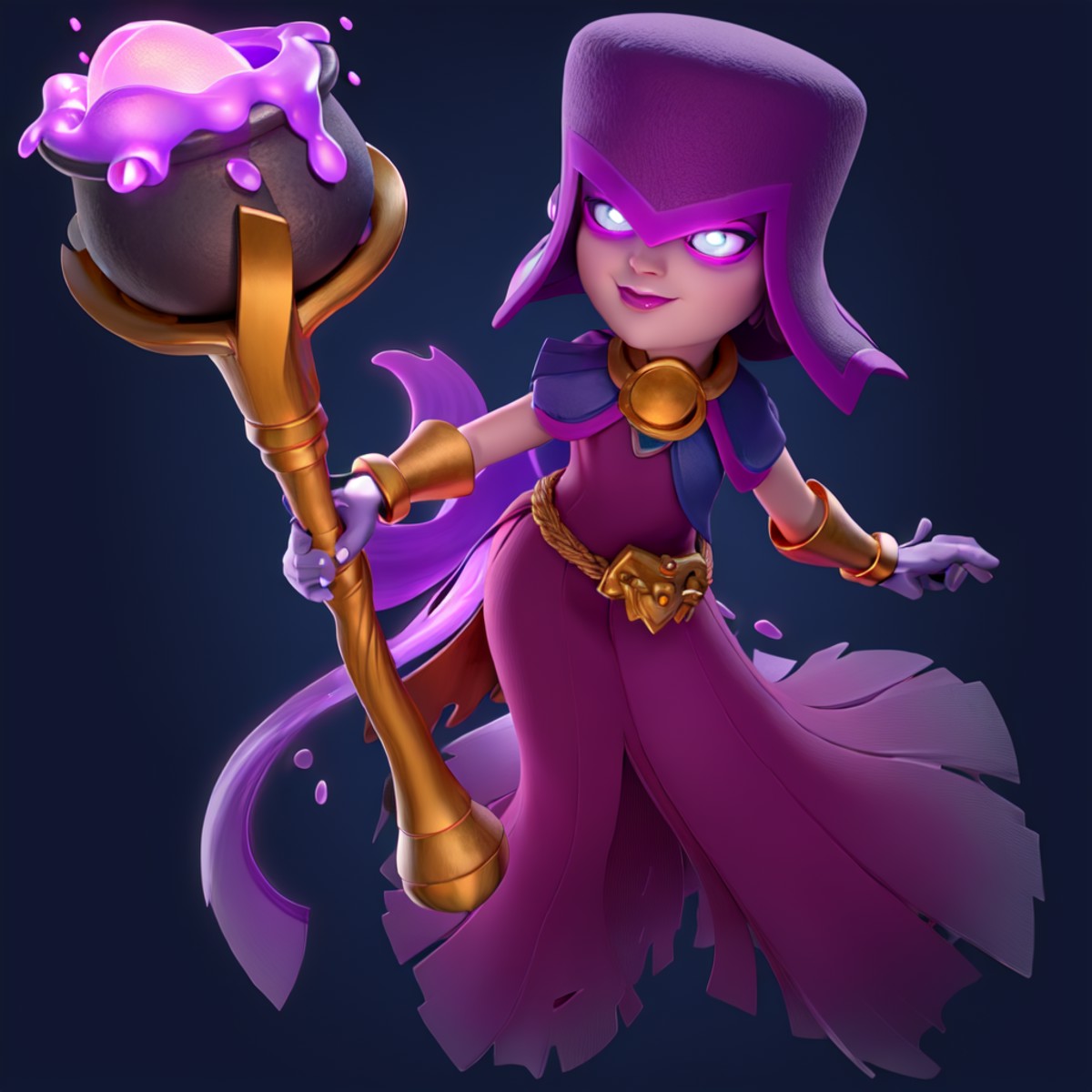masterpiece, best quality, female necromancer holding a magical staff with a pot filled with glowing purple liquid,glowing...