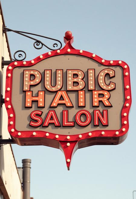 "PUBIC HAIR SALON"
Vintage sign design, retro design,