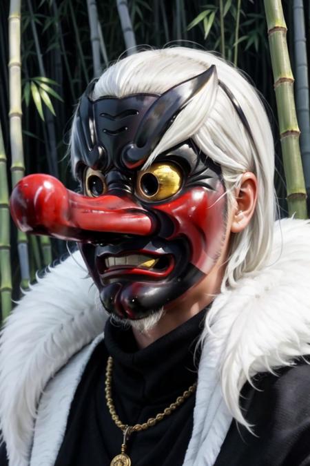 black TenguMask long nose of the TenguMask red eyebrows of the TenguMask