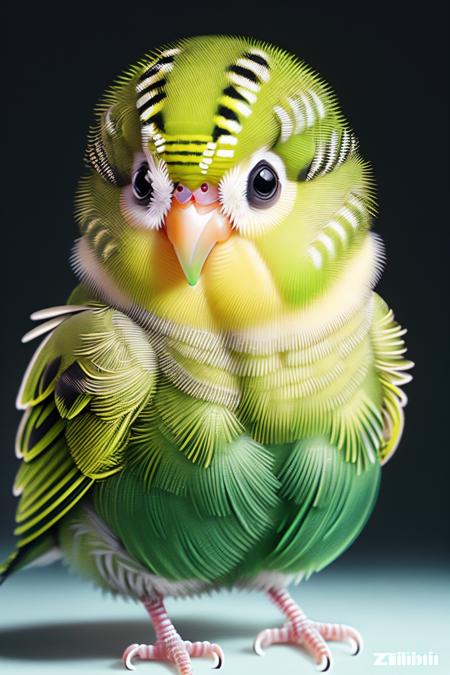 zhibi, chibi, budgie, small budgie, chibi budgie, cute, solo, looking at viewer, simple background, blurry, no humans, depth of field, bird, animal, black background, ball, animal focus <lora:ral-zhibi-sd15:1>