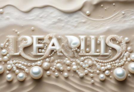 <lora:Pearlum_World_Morph:0.7> <lora:Harrlogos_v2.0:1.1> "PEARLS" text logo, ivory, white, pearlum, bold, exquisite, opulent, elegant, sand and surf background