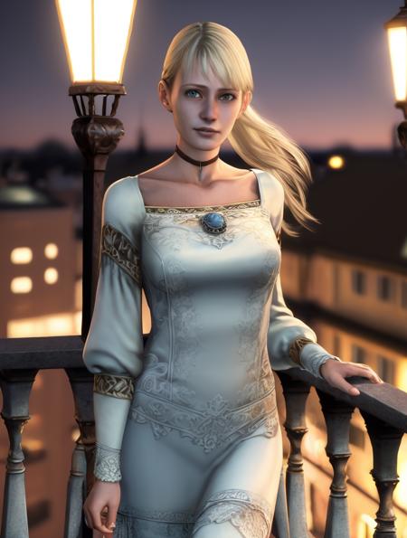 highly detailed, realistic, picture of fiona belli, standing on a balcony at night <lora:fiona_belli:1>