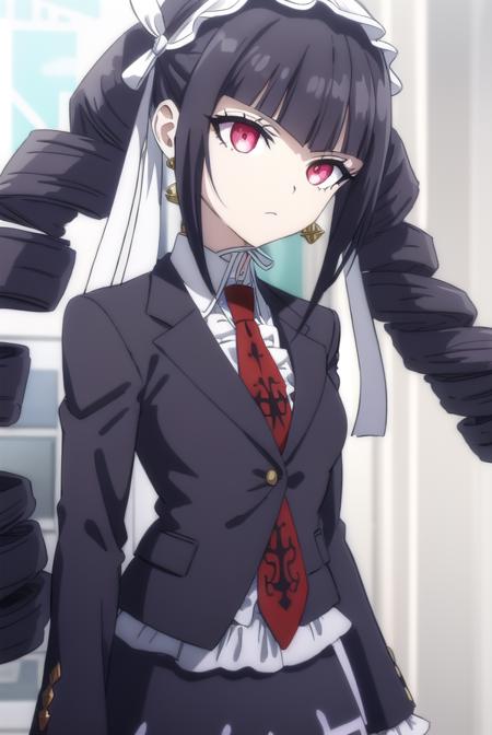 celestialudenberg, <lora:celestia ludenberg s1-lora-nochekaiser:1>,
celestia ludenberg, long hair, bangs, black hair, (red eyes:1.3), long sleeves, twintails, drill hair, twin drills,
BREAK skirt, shirt, black hair, long sleeves, jewelry, jacket, earrings, frills, necktie, black skirt, black jacket, red necktie, bonnet, print necktie,
BREAK outdoors, classroom,
BREAK looking at viewer, (cowboy shot:1.5),
BREAK <lyco:GoodHands-beta2:1>, (masterpiece:1.2), best quality, high resolution, unity 8k wallpaper, (illustration:0.8), (beautiful detailed eyes:1.6), extremely detailed face, perfect lighting, extremely detailed CG, (perfect hands, perfect anatomy),