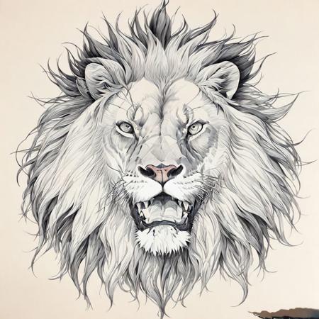 a lion close up
highres, hq, highly detailed,  line art, ink sketch 
 <lyco:kangmeng:1>