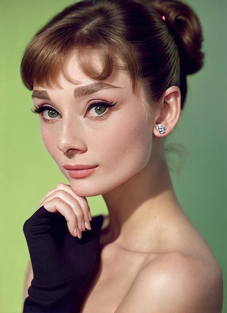 analog style, modelshoot style, portrait of Audrey Hepburn, epic (photo, studio lighting, hard light, sony a7, 50 mm, matte skin, pores, colors, hyperdetailed, hyperrealistic), <lyco:Audrey Hepburn:1.3>