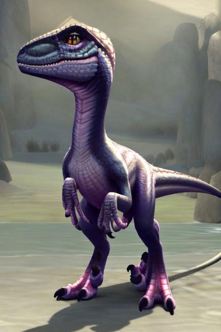 (masterpiece,best quality)),best res,good anatomy,cute,,ultra cute face,smiling,extremely detailed face,4k,happy, upper body,,detailed eyes,beautiful,,cute,very cute,, solo,tail,blushing,leaning,closer,tall,arms,standing,front view,velociraptor,