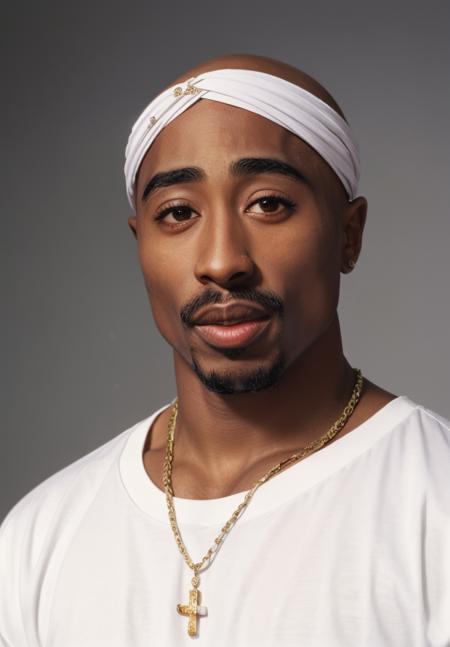 <lora:2pac:0.65> 2pac, beard, bald, bracelet, jewelry, realistic, white t-shirt