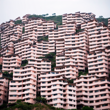 photo, a bunch of buildings on a hill (KawloonCity style:1) <lora:djzKawloonCityV21:1>