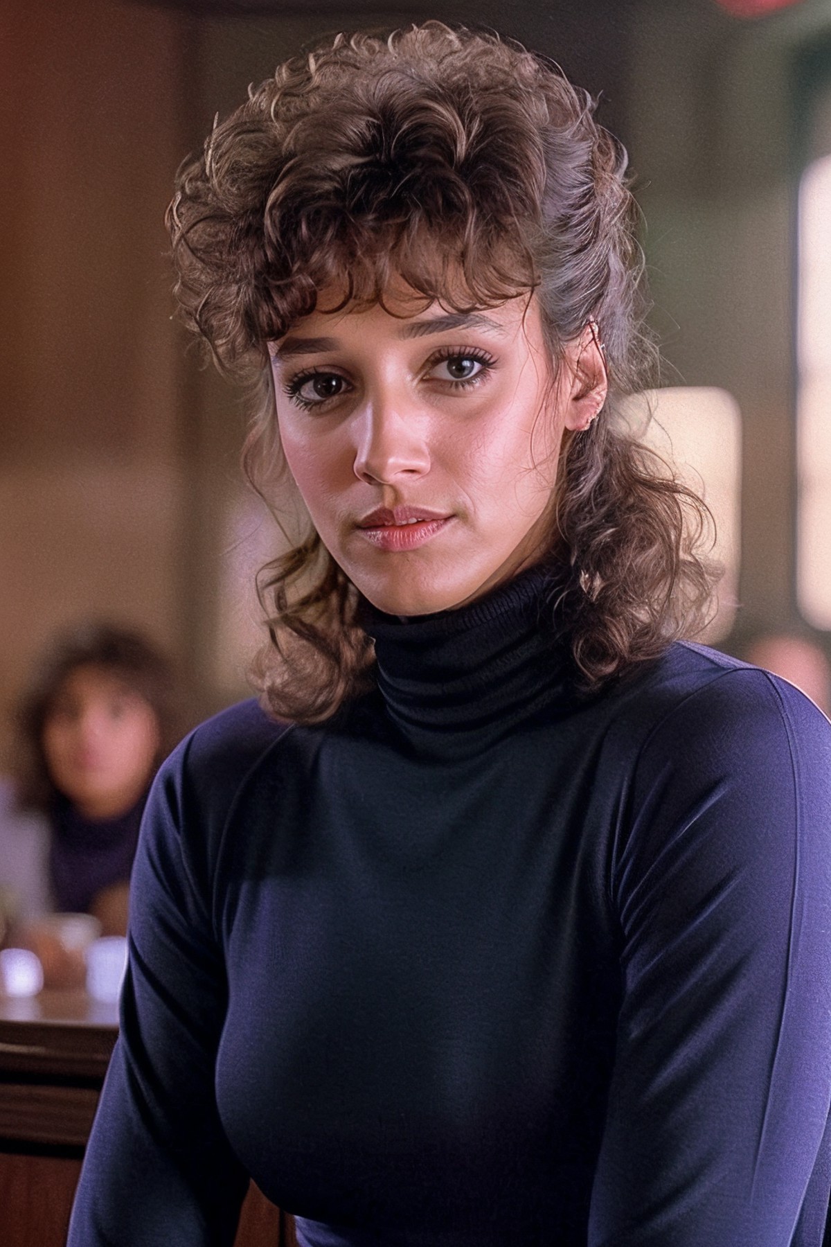 photo of extremely sexy Jennifer Beals <lyco:Jennifer Beals:0.8>, a woman as a sexy student, closeup portrait upsweep updo...