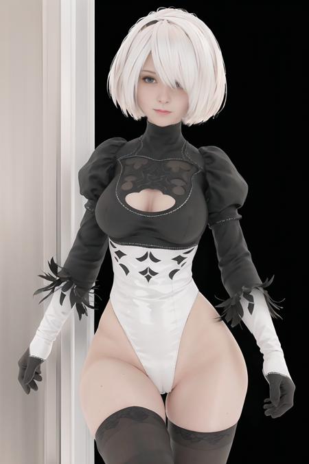 masterpiece:1.4, quality:1.4, photorealistic:1.4, resolution:1.4, sharpness:1.4, ultra-detailed:1.4, professional lighting

<lora:Yorha2BHiLeg_v0.9:0.8>, yorha2b, solo, 1girl