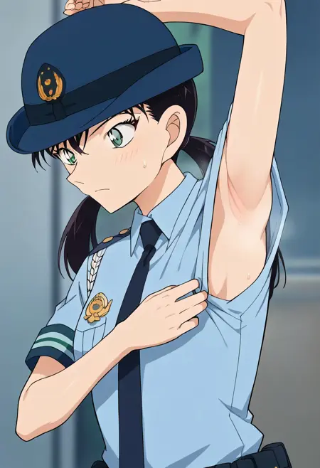 pulling clothes to show armpit