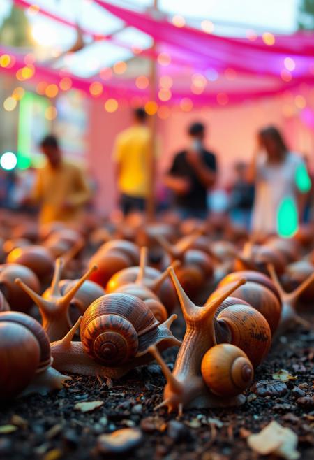 A group of snails enjoying a dance music festival
