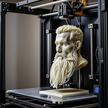 A highly detailed 3D printer that is partially finished actively printing a bearded adult human, Intricate mechanical details, realistic filament extrusion, smooth plastic textures, high-tech workshop setting, dramatic lighting with soft reflections, cinematic composition, ultra-high resolution, dynamic depth of field emphasizing each recursive layer.
. WhiteMold