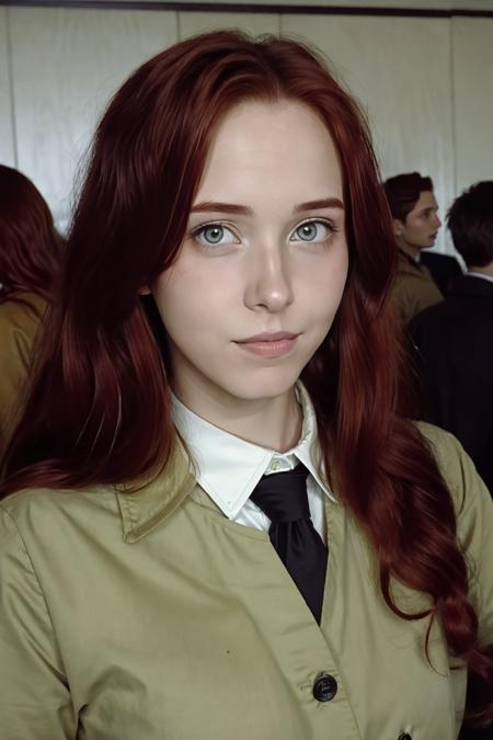 Сhuvydla Сhuvydla, long hair, brown hair, ((pale skin:1.3), makeup,