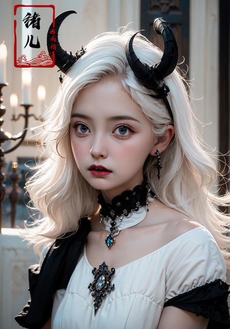 32K, Surreal, best quality, masterpiece, highres, original, extremely detailed wallpaper,
perfect lighting, UHD, white hair,Zhang Jingna,in the style of aggressive digital illustration, bold and colorful portraits, lit kid, Picasso,Hikari Shimoda(full body:1.2), (Gothic architecture:1.3)
(Embellished Strapless Ball Gown with Sparkling Crystals:1.3)
<lora:~Q?-YG^{Zwith horns:0.8>