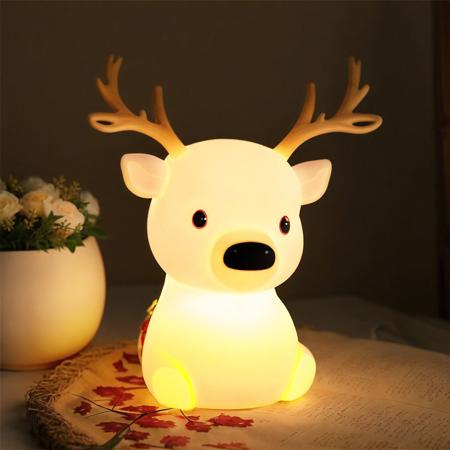 <lora:cute_lamps:1.0>, (cute_lamps:1.0),  shaped lamp, glowing, 
A darling deer lamp, with slender legs and antlers, casting a warm, inviting glow from its curious eyes.