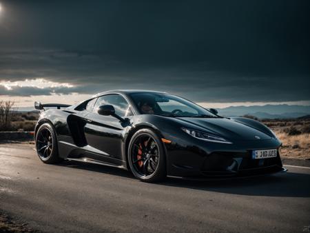 photo of super car, natural lighting, 8k uhd, high quality, film grain, Fujifilm XT3, cinematic lighting, red and black tone  impression,