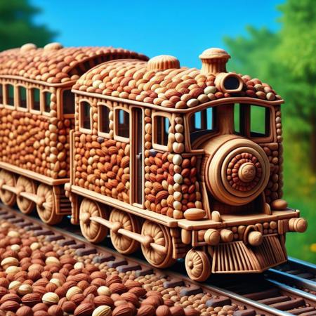 sfw, nutstylesnut, art style,  ,masterpiece,(best quality),extremely detailed ,   3d art, train, cover chocolate,rainbow colour,vibrant glow  , nutstylesnut<lora:challenge\NutsNutsStyleXL.safetensors:1.0:1.0>
