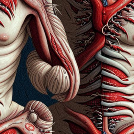 guts, medical diagram, gore, blood, masterpiece