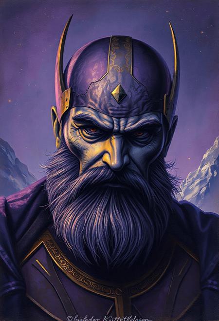 Portrait of Thanos in the style of Theodor Kittelsen