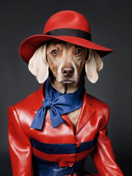 fashion photography of a dog lady gaga,  <lora:William_Wegman:1>