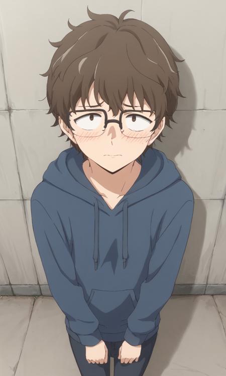 senpainagatoro, brown hair, messy hair, sanpaku