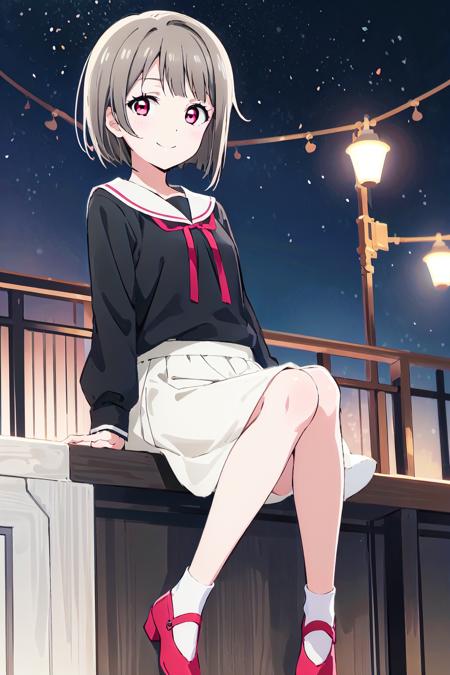 (best quality, masterpiece:1.2), 1girl, solo, cute, looking at viewer, smile, full body, sky, outdoors, closed mouth
<lora:A_Nakasu Kasumi Anime New:0.8>, nakasu kasumi, nakasu kasumi, grey hair, short hair, asymmetrical hair, red eyes,