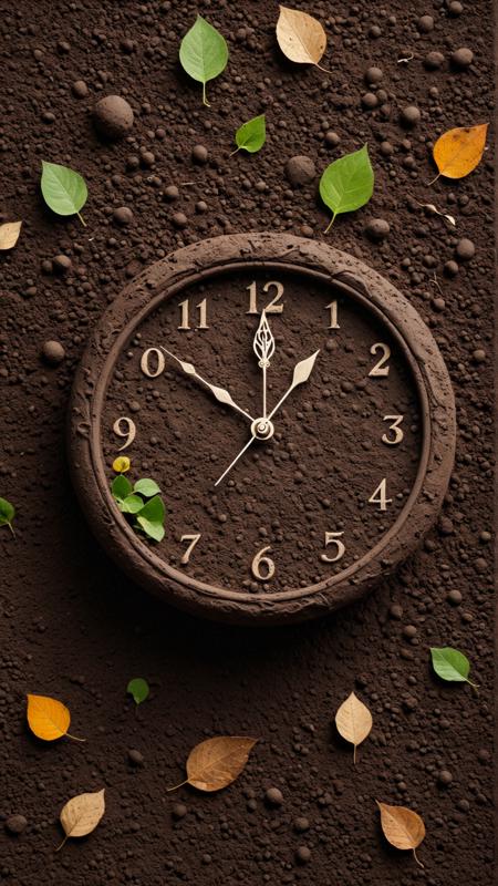 <lora:ElementEarthSDXL:1>ElementEarth clock, nature, dirt, (earth:0.4), (leaves:0.7)