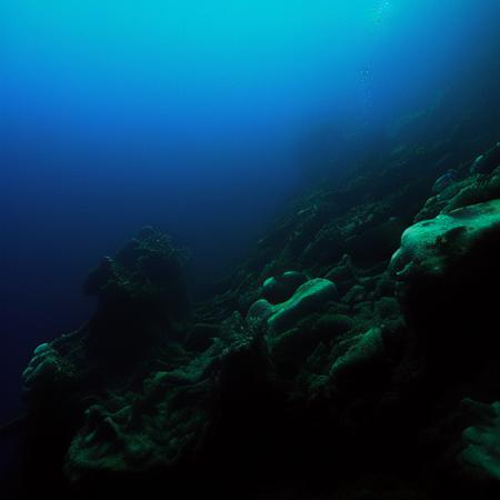 underwater boulders reef dark , 
 <lora:thalassophobia:1>