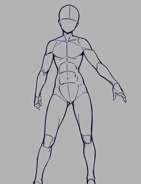 sketch anime pose 素体人偶画风