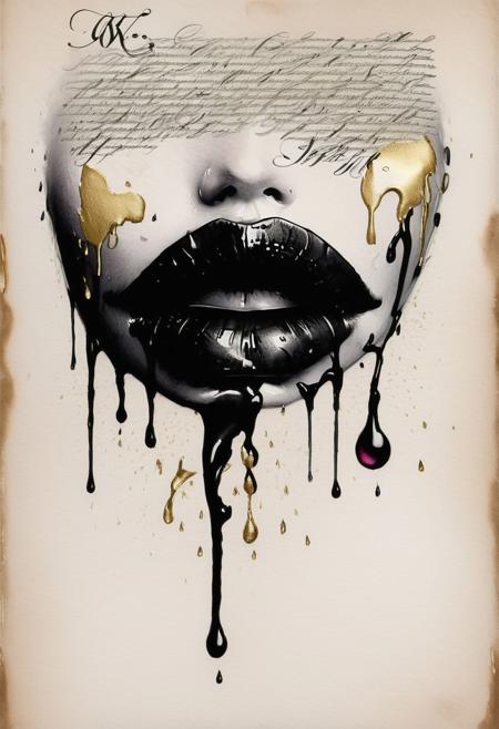 RAW profile photo, close-up, dark atmosphere, crying with tears made of gold, masterpiece, cinematic film still of a blonde beautiful woman, detailed skin, freckles ,eyeliner, dark lipstick, black lace turtleneck dress, tack sharp focus on eyes, Sensual, lustful, seductive,  intricate, ultra detailed, 8k, <lora:MS_DitavT_V1_32:0.6>