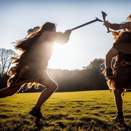 photo of groo_the_wanderer,  swords drawn, running o a fight, photography, natural lighting, high quality, 4k, cover photo, soft, natural, cinematic, perfect light, masterpiece, 8k artistic photography,  <lora:groo_the_wanderer:1>