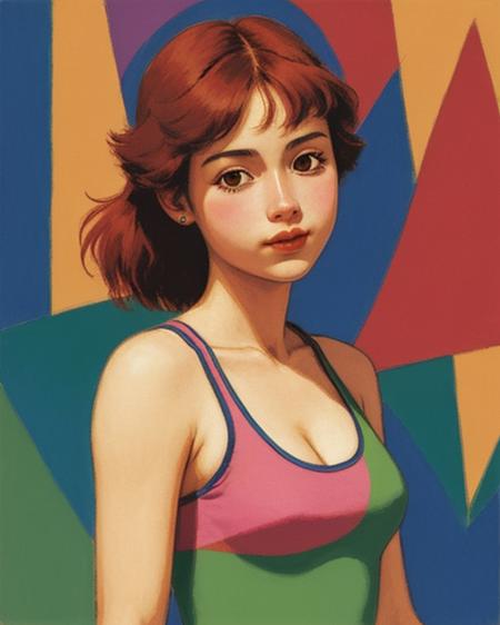 best quality,masterpiece,highly detailed,ultra-detailed, ,<lora:neg4all_bdsqlsz_V3.5:-1>
1girl, tank top, bare shoulders, 
 <lora:Gouache_last:1.5>