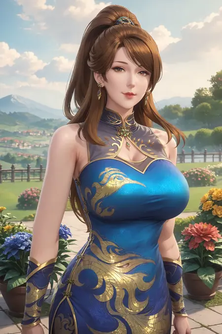 妖神记 - 肖凝儿蓝色旗袍 - Pony