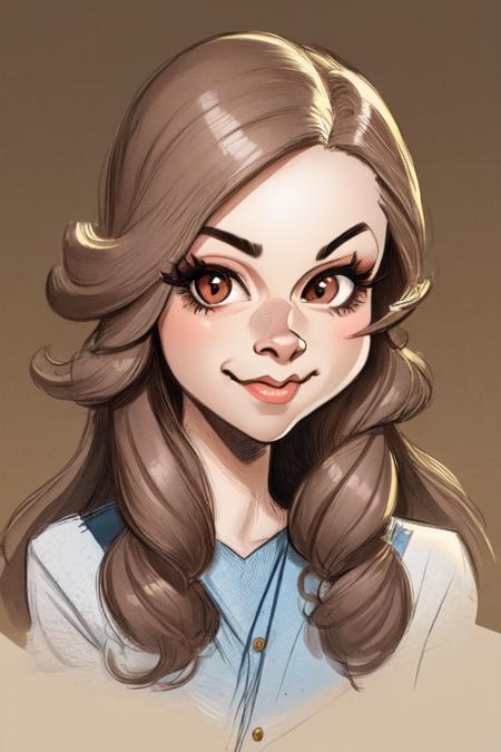 1girl, younger, caricature, looking at viewer, portrait, long hair, korean <lora:caricature_V1:0.75>