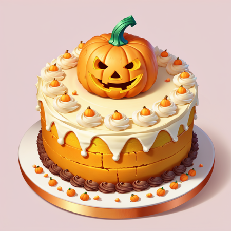 <lora:FoodIcons:0.7> fooico, Jack o Lantern Pumpkin Cake, game icon, professional, high quality, super cute, kawaii, 8k, adorable