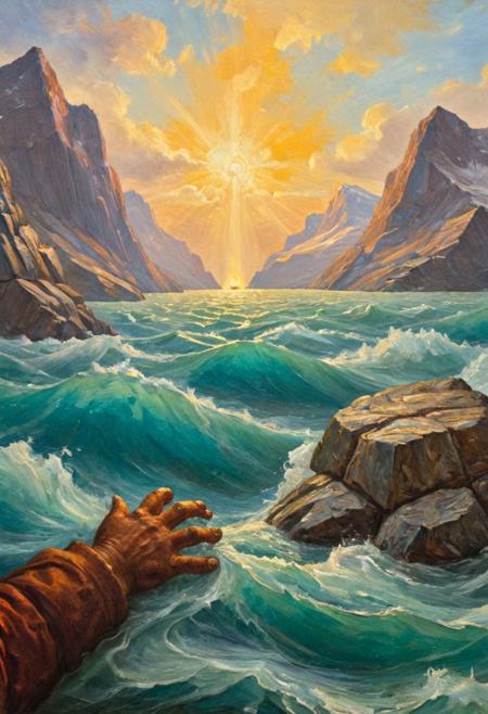for just one time I would take the Northwest Passage To find the hand of Franklin reaching for the Beaufort Sea Tracing one warm line through a land so wild and savage And make a Northwest Passage to the sea, oil painting, linquivera, best quality, masterpiece, detailed, intricate details, 8k, 19th century