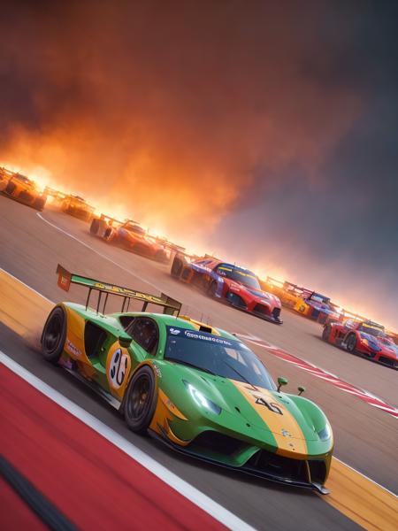 masterpiece, award winning photo, (different color)+ race cars on a track, smoke, grit, hard lighting, intricate, intricate details, beautiful lighting, stunning gorgeous cinematic light, volumetric, 8k, trending on artstation, professional photo, unreal engine 5, sharp focus, [illustration, low quality, low resolution, bad quality, b&w, bad photo, bad art, 3d, CGI, watermark, logo,]