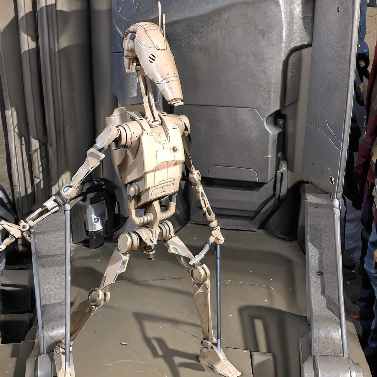 non-humanoid battle-droid B1 battle droid, B1 running, solo, action, no humans, robot, mecha, simple background