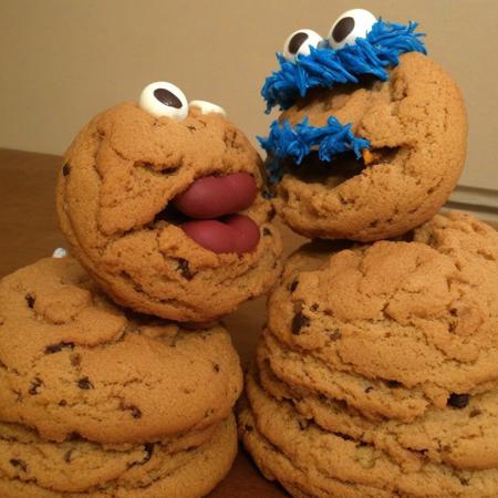 2 sexy smiling  Cookie monsters  kissing