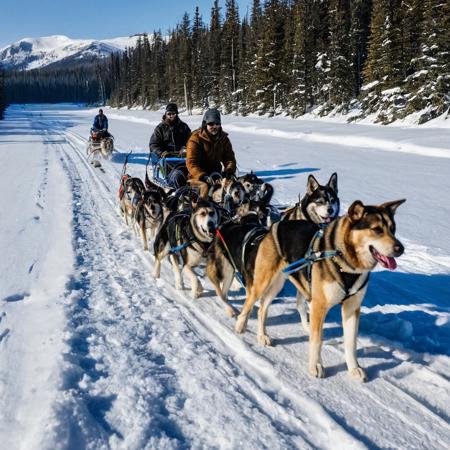 Dog Sledding: The traditional mode of transportation in snowy regions.